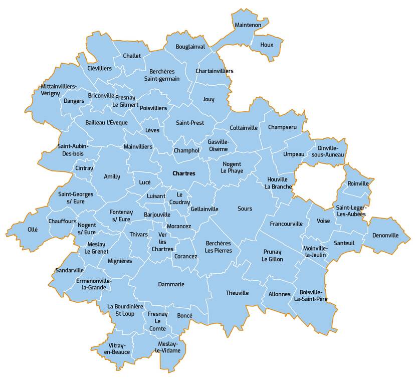 Carte de l'agglomération de Chartres